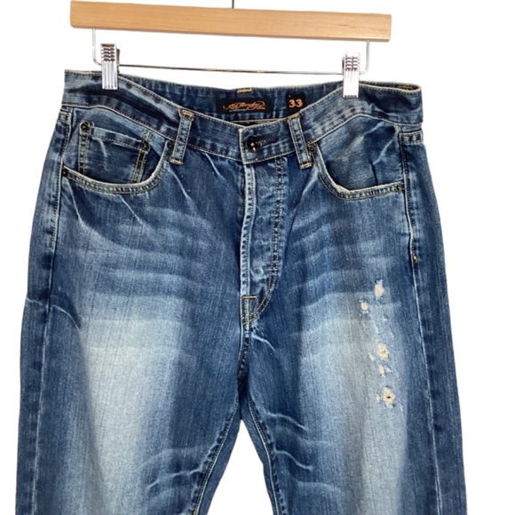 Ed Hardy distressed jeans size 33 X 34 - Picture 2 of 8